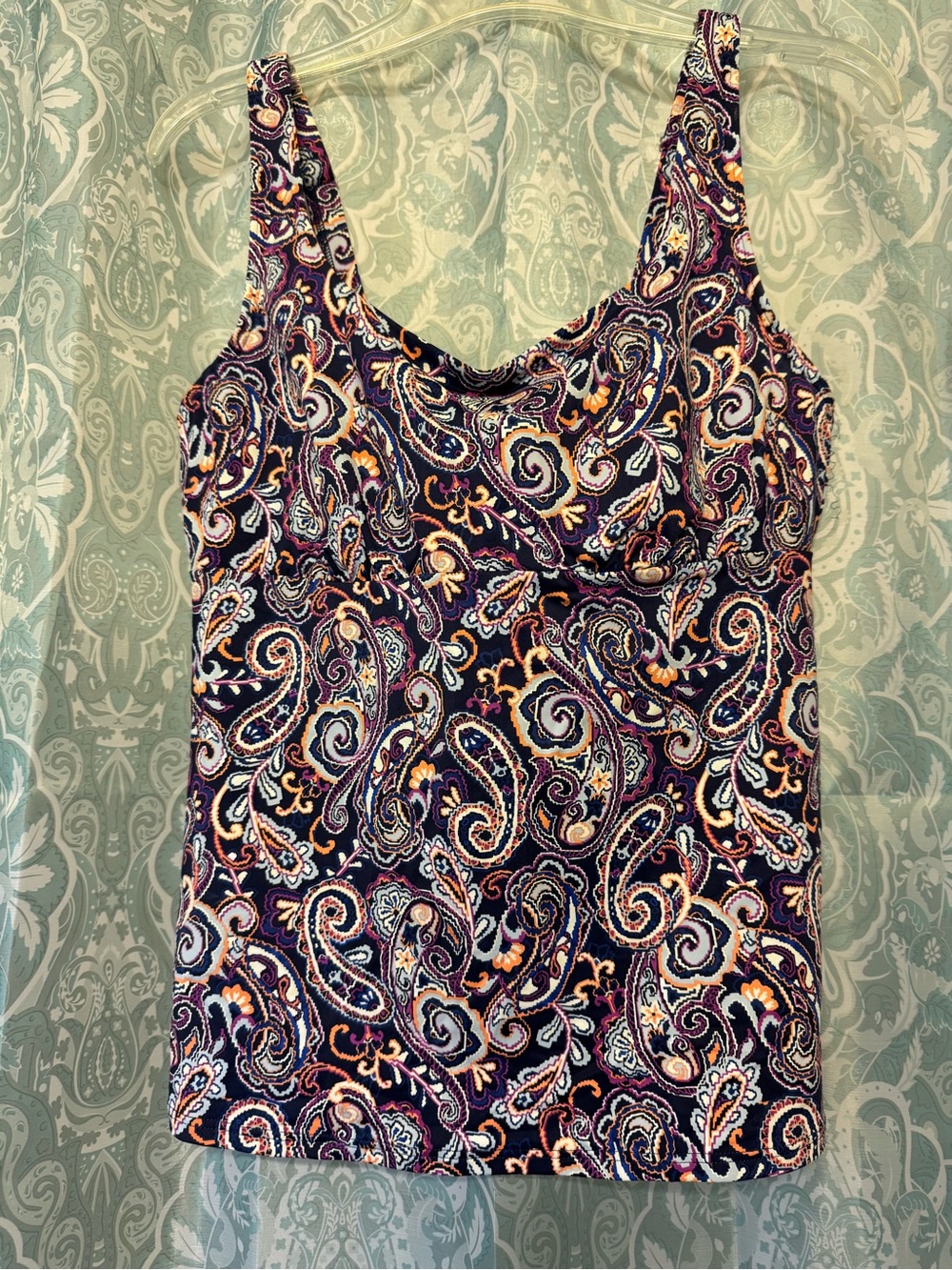 Lands End Underwire Paisley Tankini Swim Top